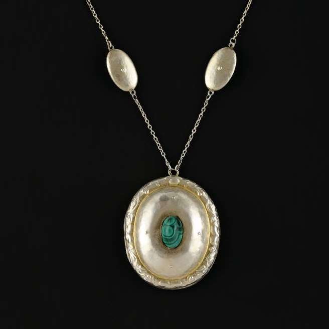 Medallion with Malachite and Original Chain